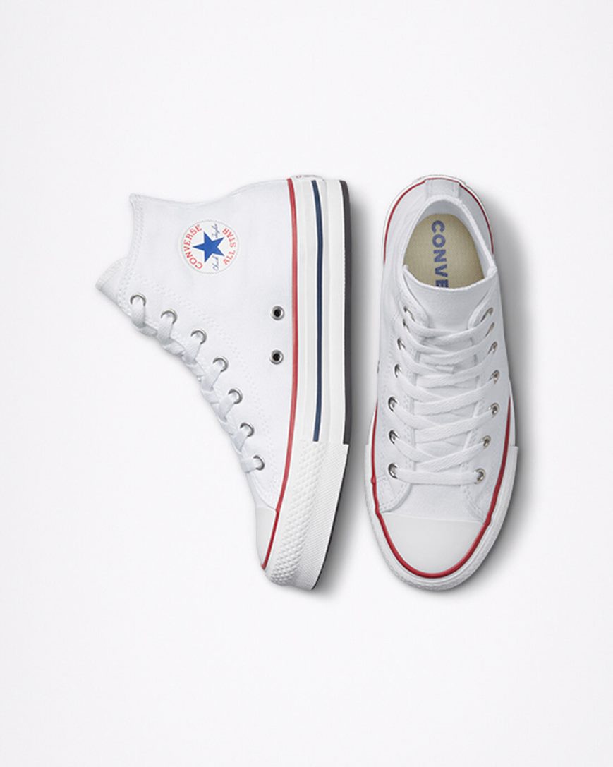 Topanky Na Platforme Converse Chuck Taylor All Star Lift Vysoke Dievcenske Biele Tmavo Červené Námornícka Modrá | SK QOEJU9